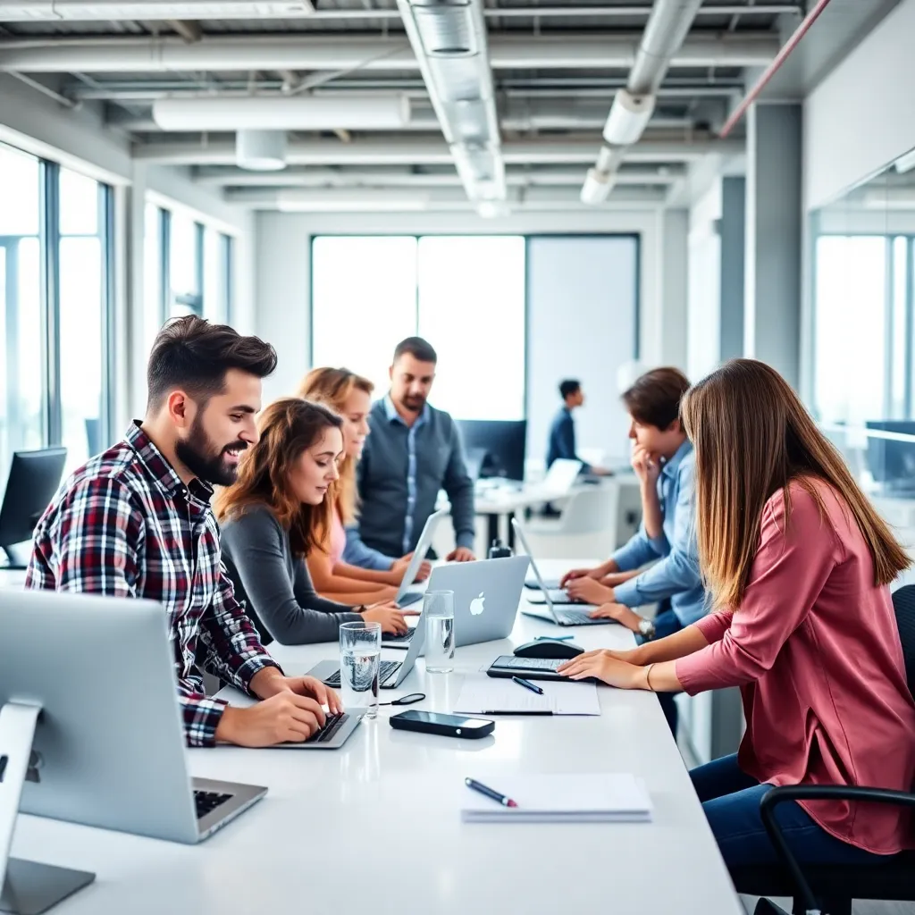 Team of diverse software developers collaborating